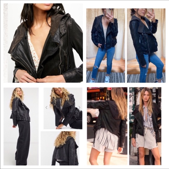 Free People Cleo Vegan Moto Hooded Jacket.  NWT. - Picture 2 of 13